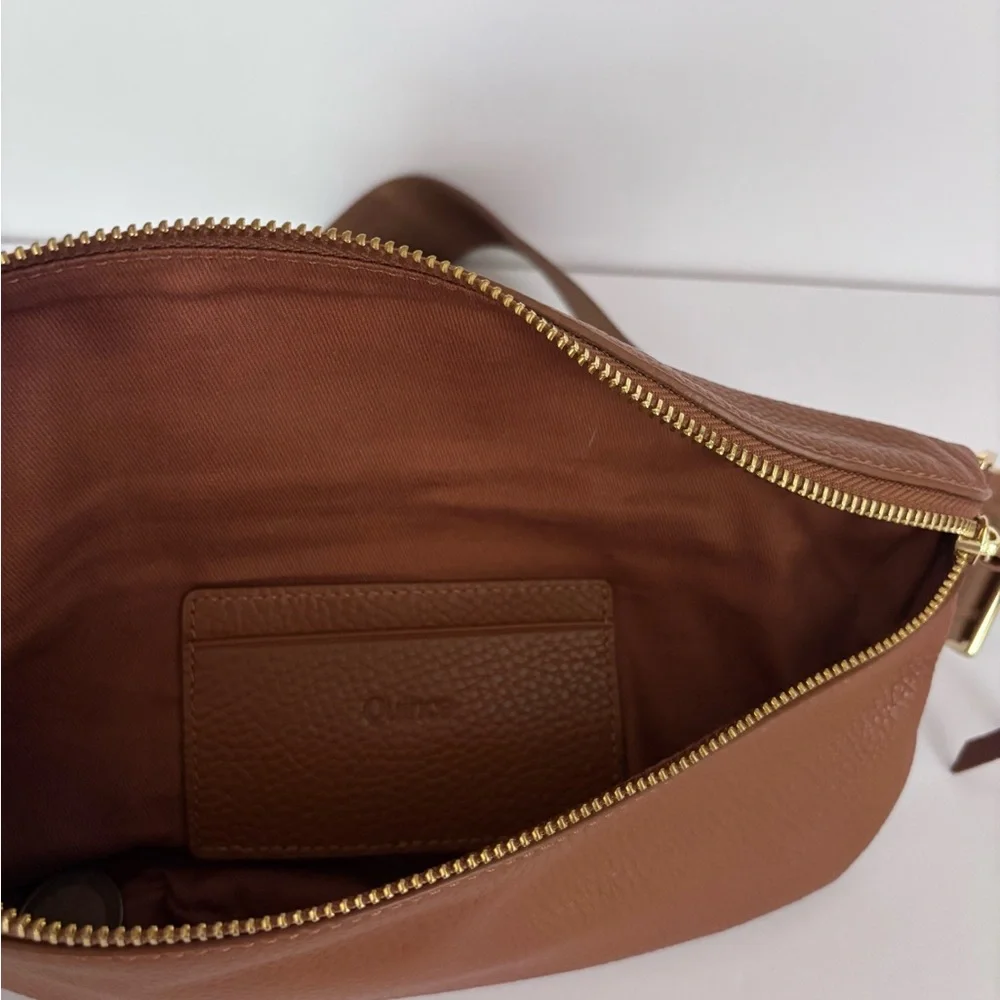 Quince Italian Pebbled Leather Sling Bag | Cognac | Classic | Contemporary - Picture 3 of 5